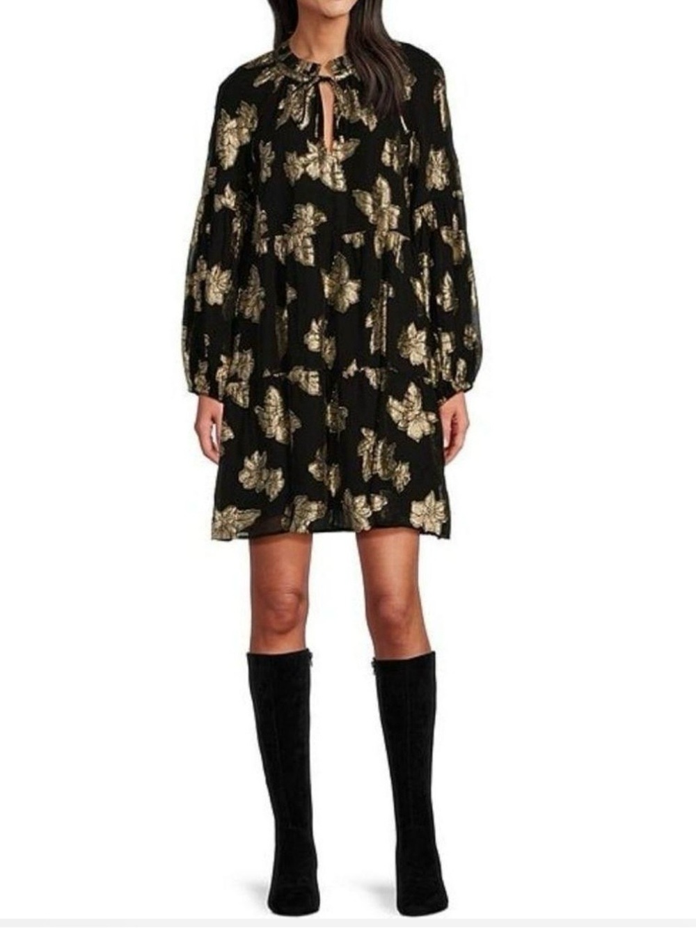 Tommy Bahama black dress with gold Size M NWT